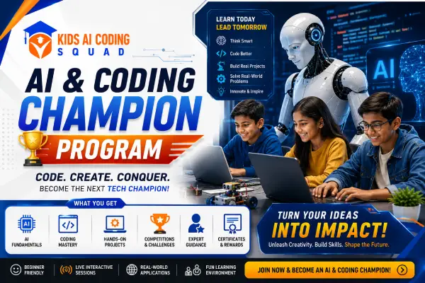 AI & Coding Champion Program for Kids Age 5 to 18