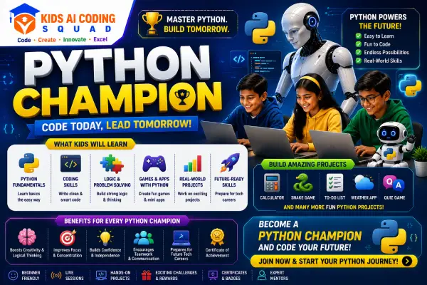 Python Champion Program for Kids Age 11 to 18